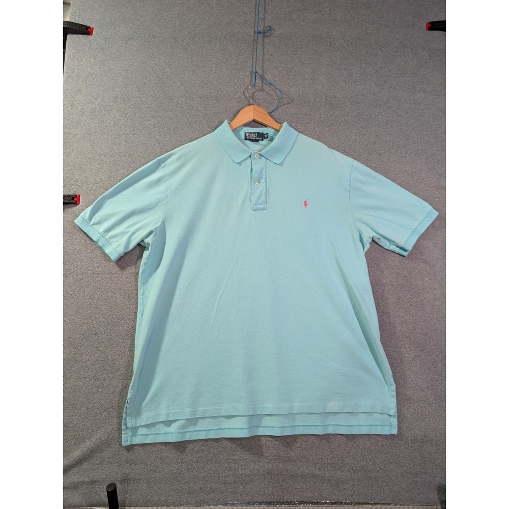 Polo Ralph Lauren Men's 2XLT Tall Aqua Blue Pony Logo Polo Shirt Preppy